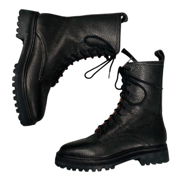 Reformation Katya Combat Boots black leather size 5 - Picture 1 of 7